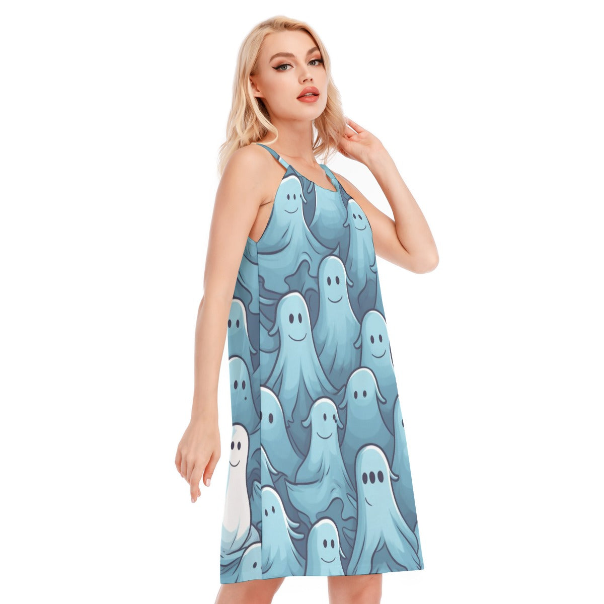 Ghost I-  Women's O-neck Cami Dress - 100% Cotton