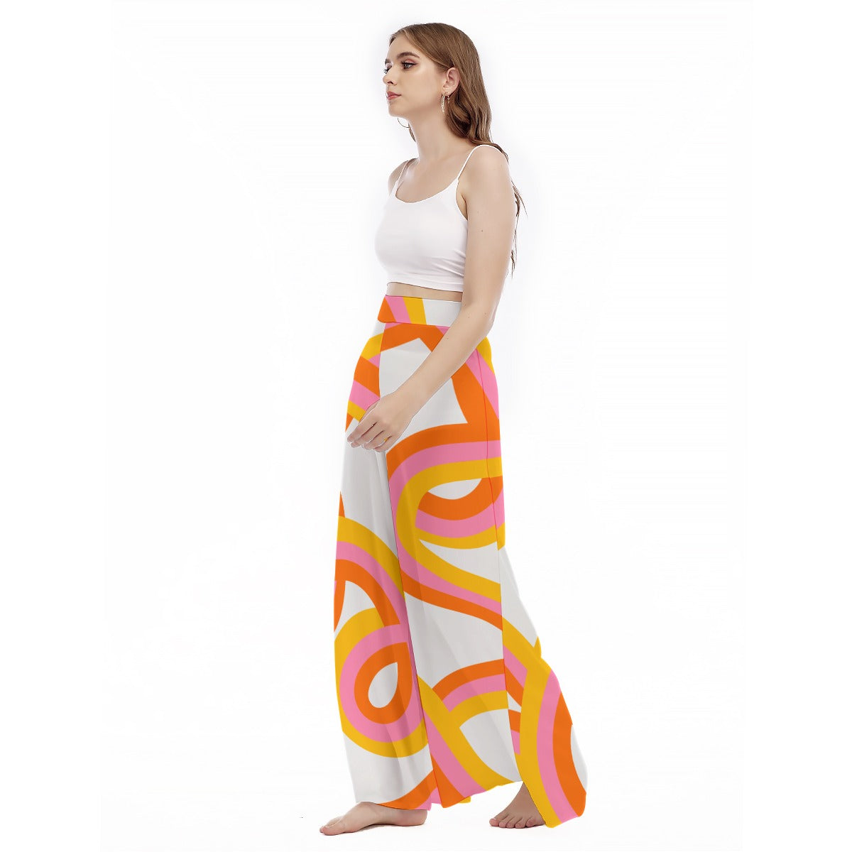 Rainbow doodle - Women's High Waist Wide Leg Trousers