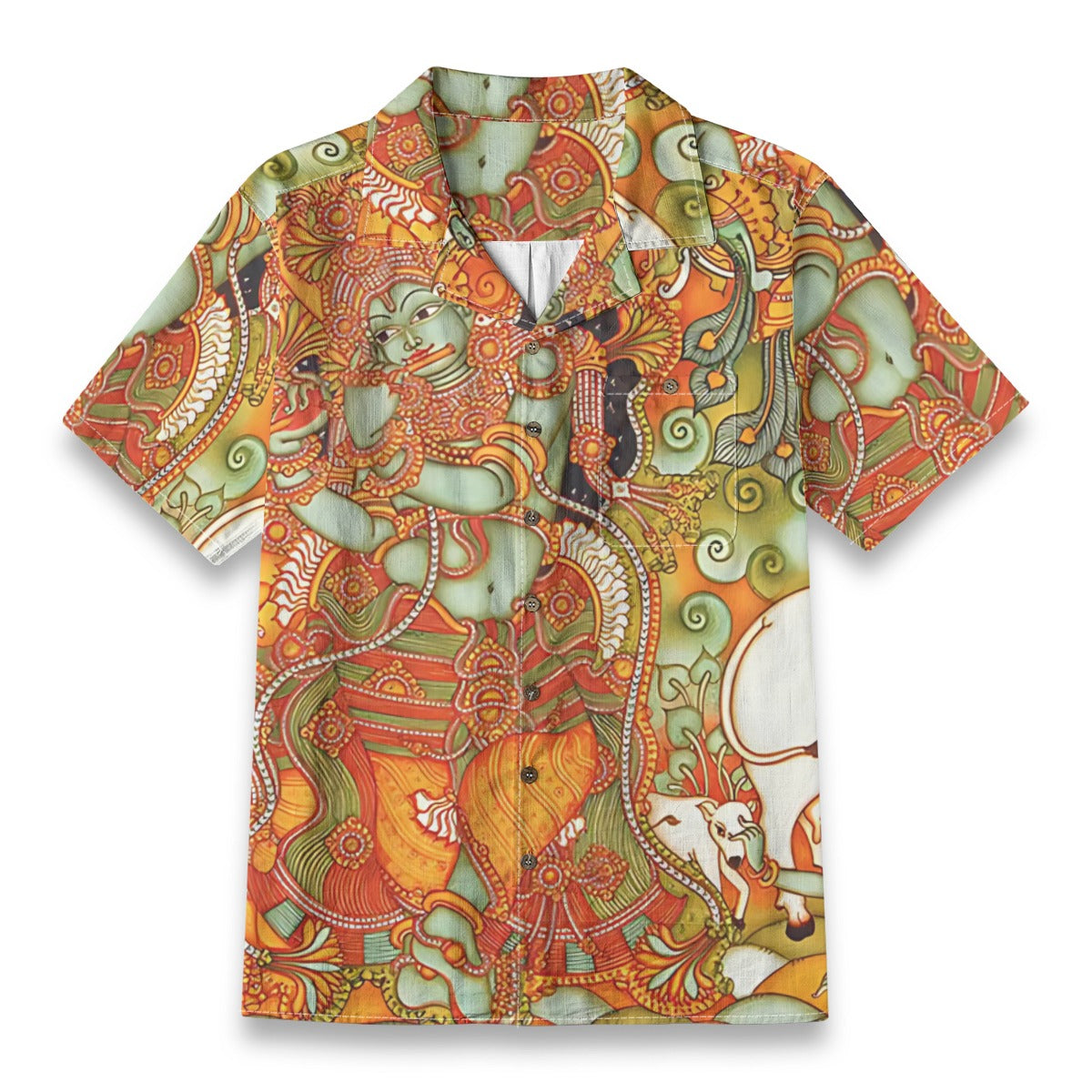 Krishna Leela - Kerala Mural Print Shirt - 100% Cotton