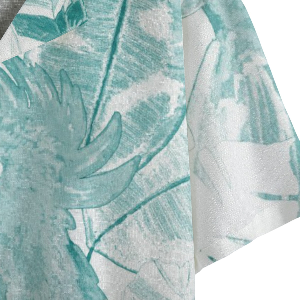 Teal -Tropical - Men's Faux Linen Hawaiian Shirt