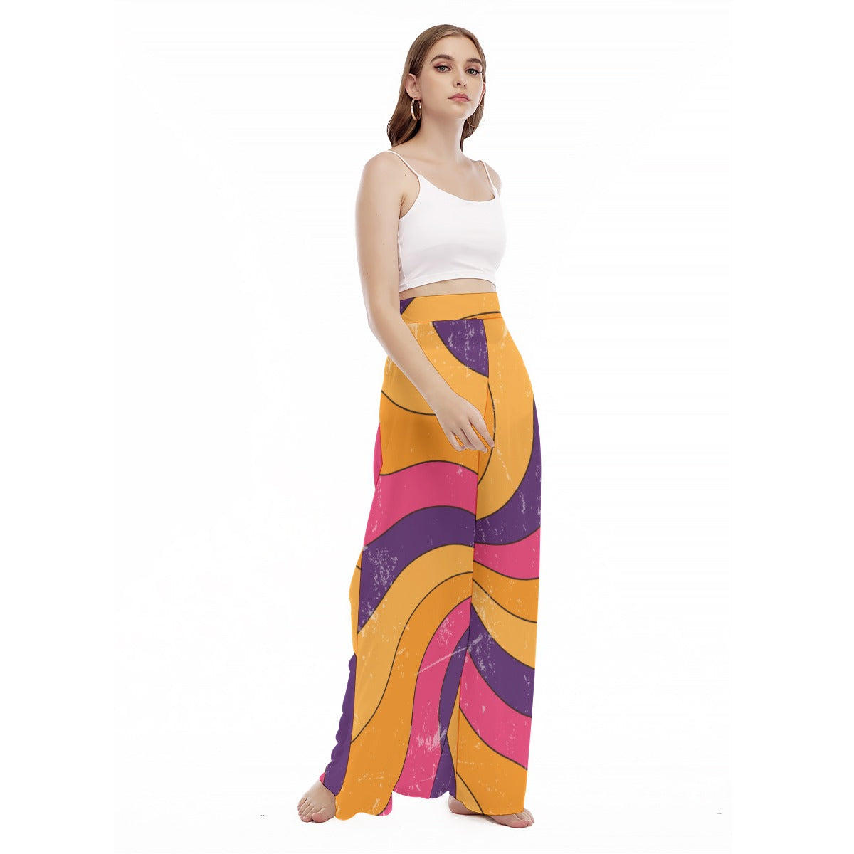 Candy Spiral - Women's High Waist Wide Leg Trousers