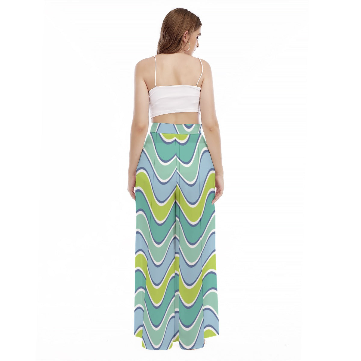Wavywavy - Women's High Waist Wide Leg Trousers