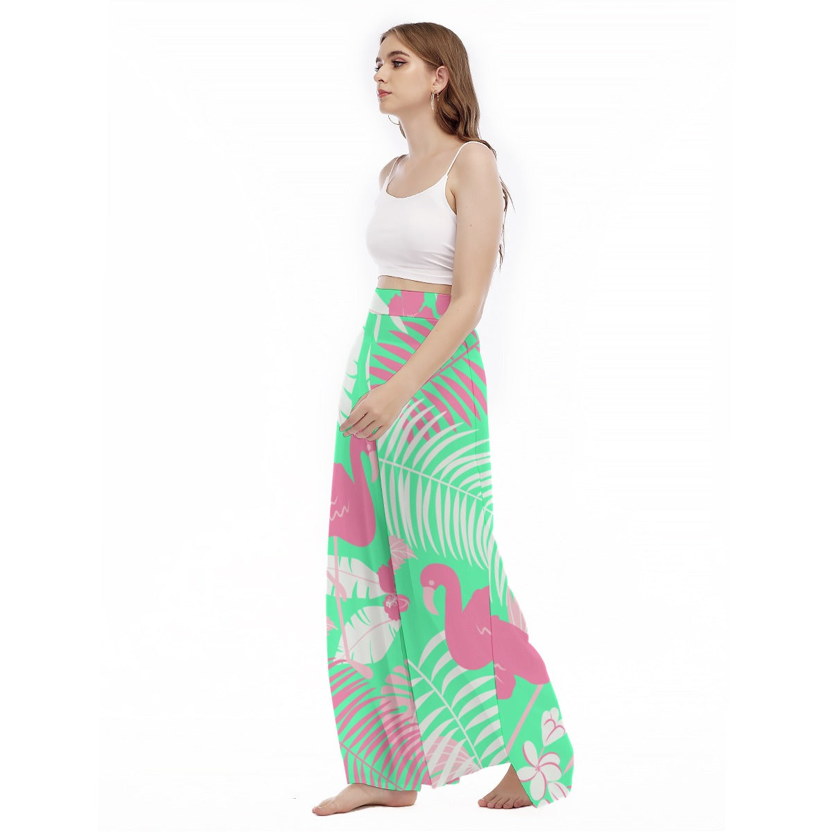 You go Flamingo - Women's High Waist Wide Leg Trousers