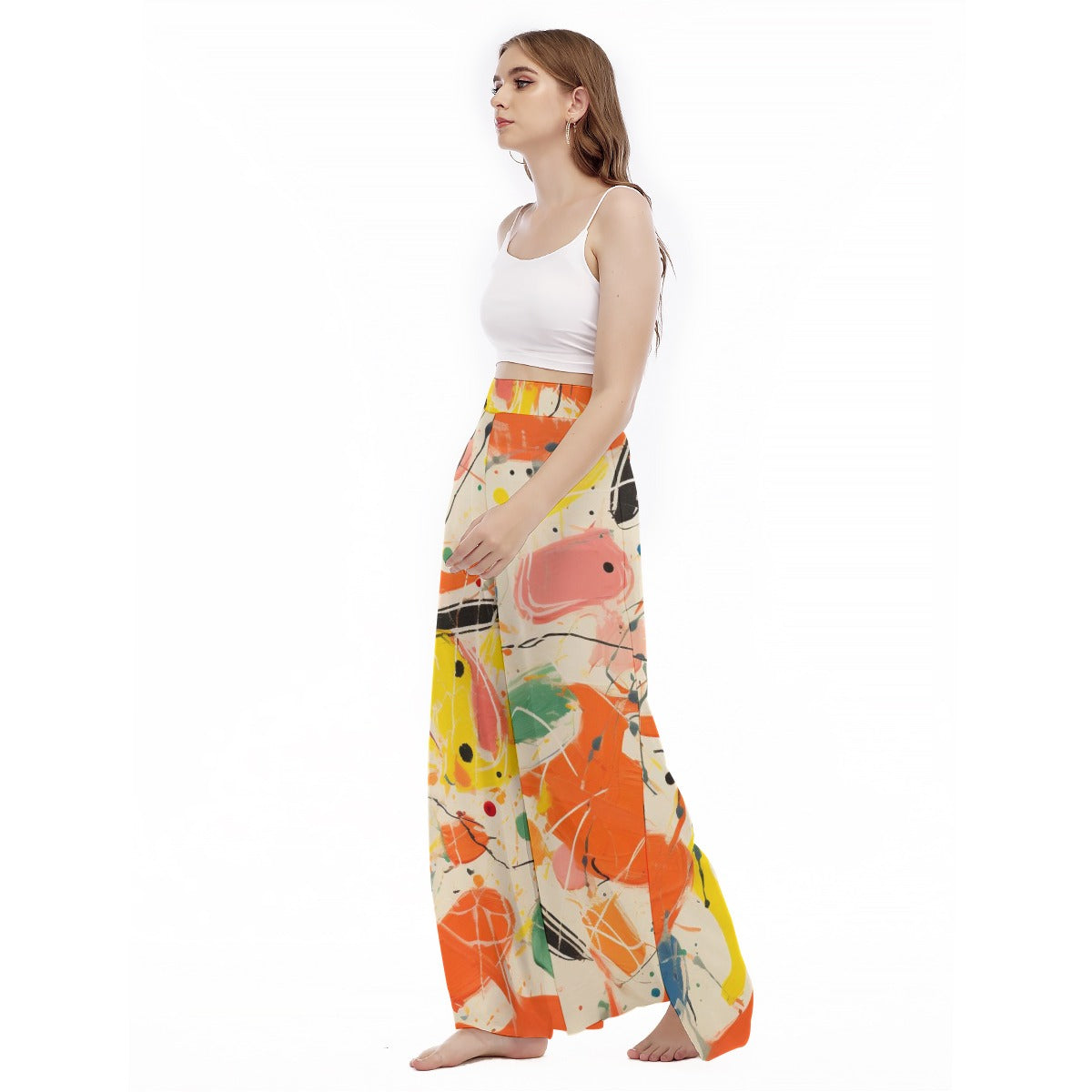 Colour Splash - Women's High Waist Wide Leg Trousers