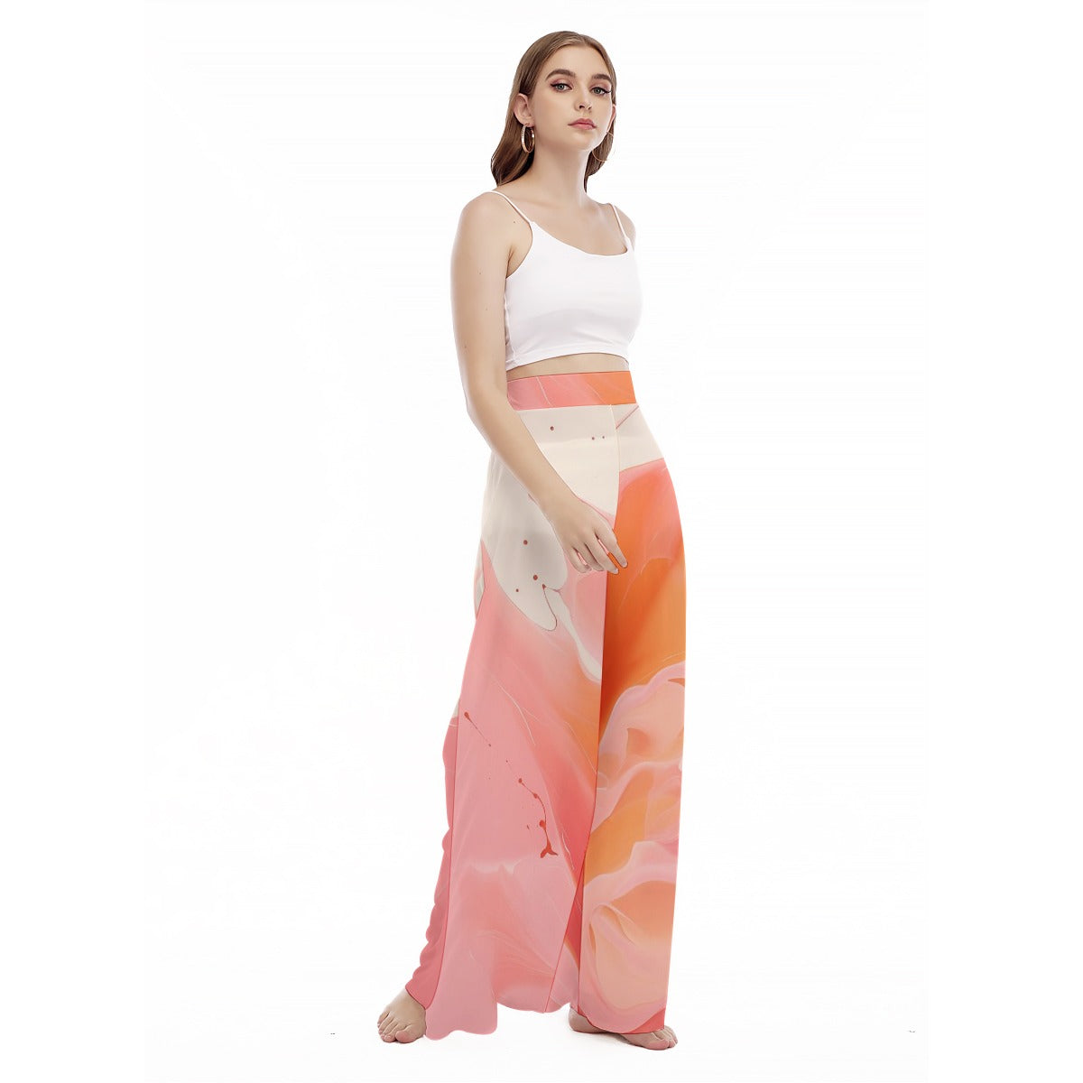 Peach Blossom - Women's High Waist Wide Leg Trousers