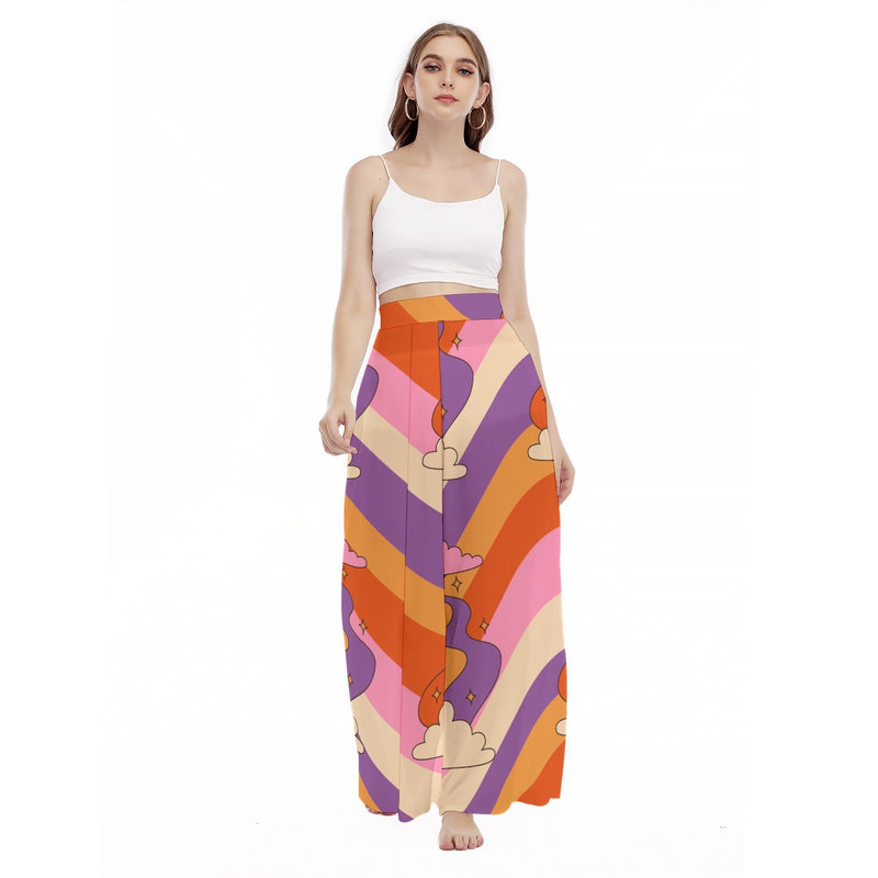 Ulalarainbow - Women's High Waist Wide Leg Trousers
