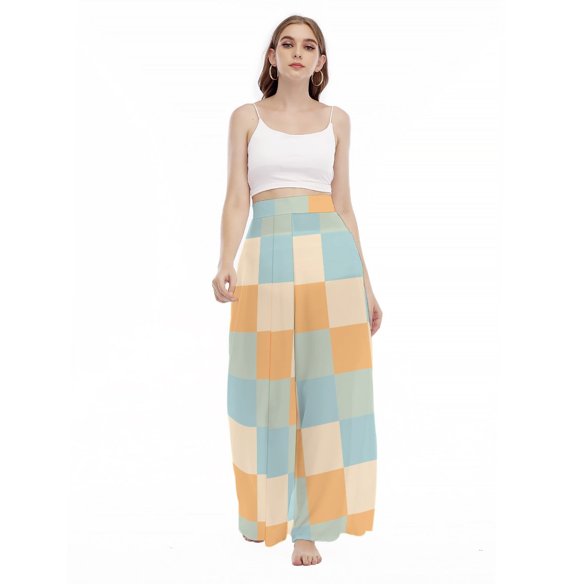 Pretty Wall - Women's High Waist Wide Leg Trousers