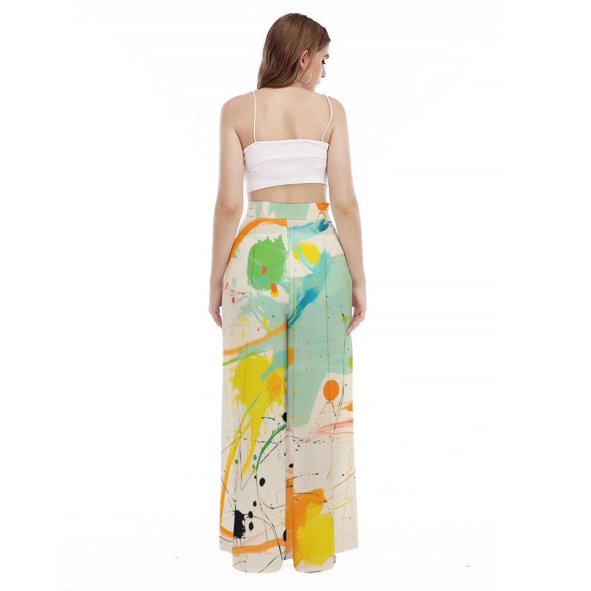 Colour Pop - Women's High Waist Wide Leg Trousers