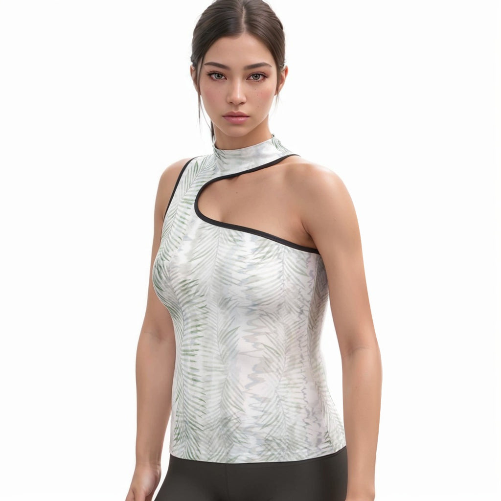 Women's Halter Sleeveless Asymmetrical Tank Top