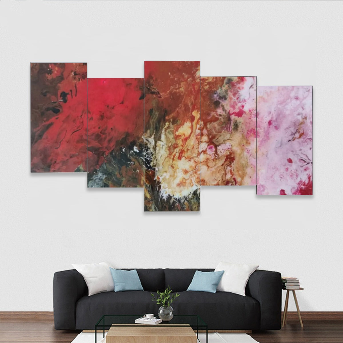 Abstract | Framed five-piece mural