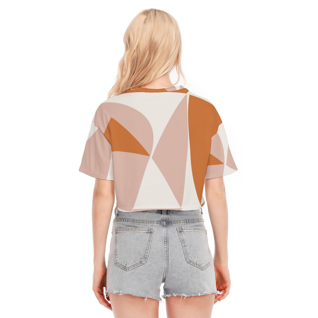 Terracotta Grid - Women's Cropped T-shirt - 100% Cotton