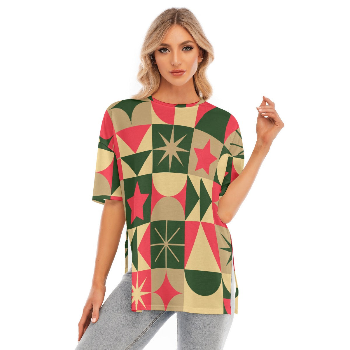 Puzzlemus -Women's Short Sleeves T-shirt With Hem Split