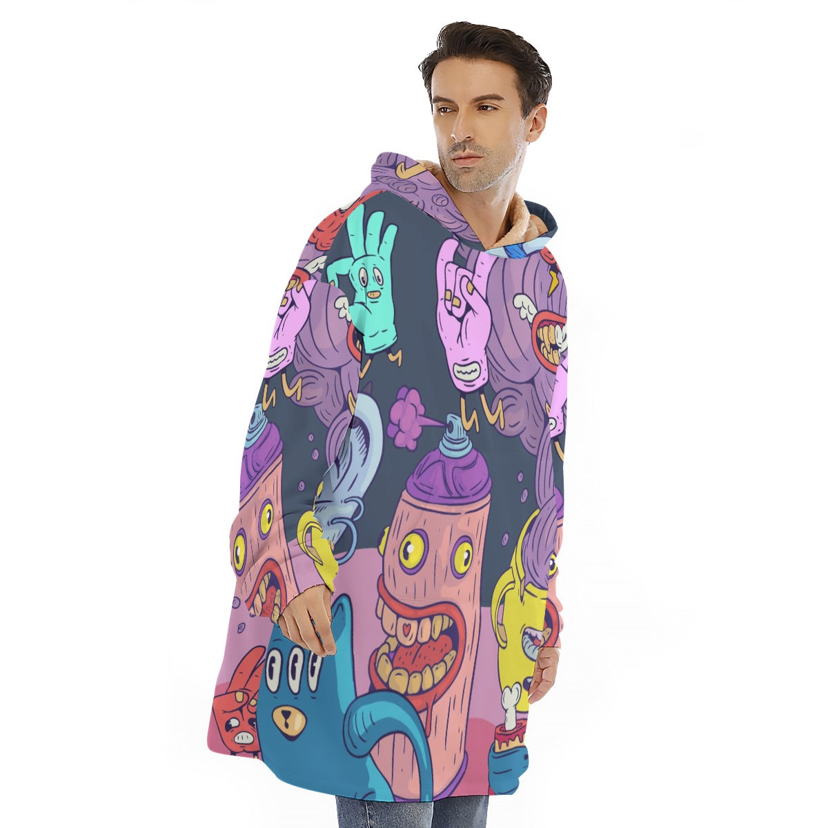 Mad Can - Unisex Sherpa Fleece Hoodie Blanket