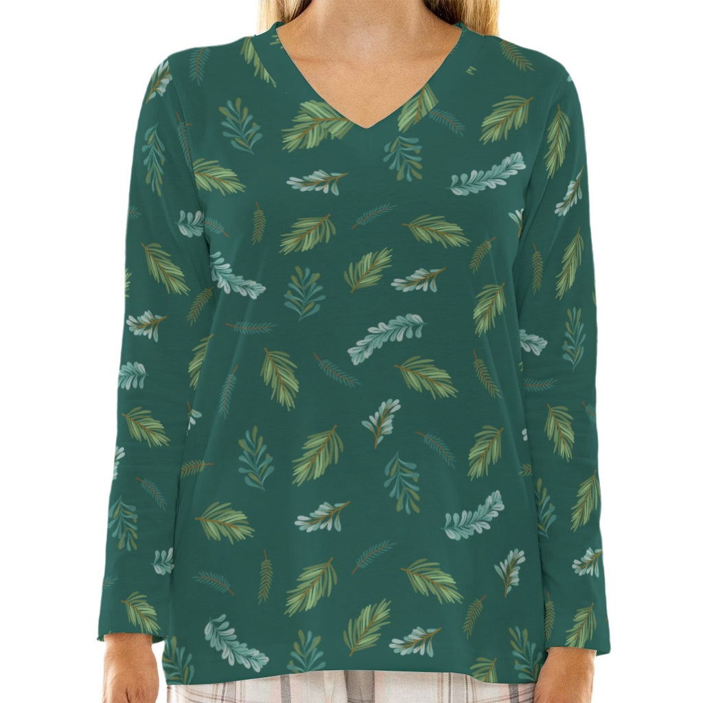 Tinsel - Women's Loose V-Neck T-Shirt With Long Sleeve