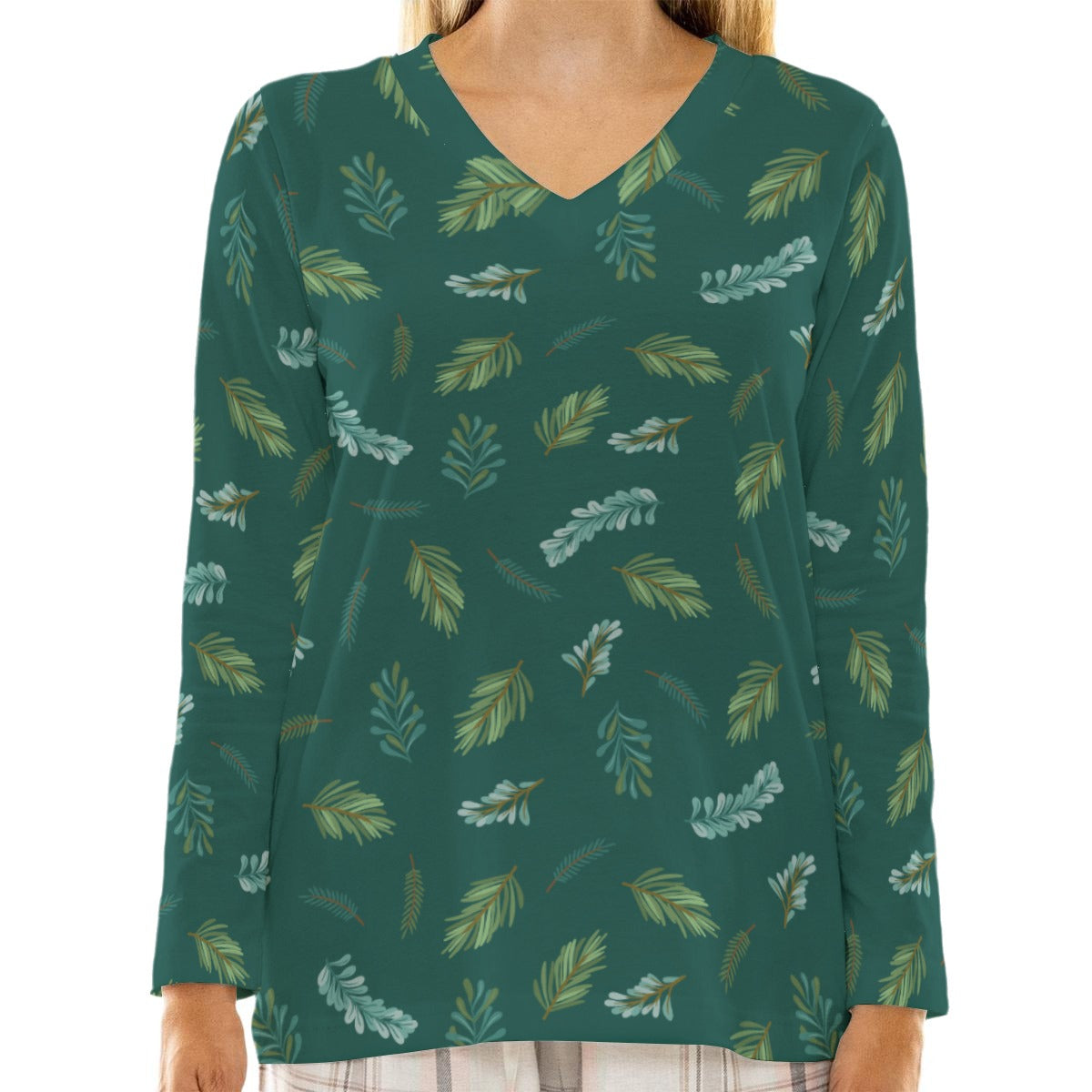 Tinsel - Women's Loose V-Neck T-Shirt With Long Sleeve