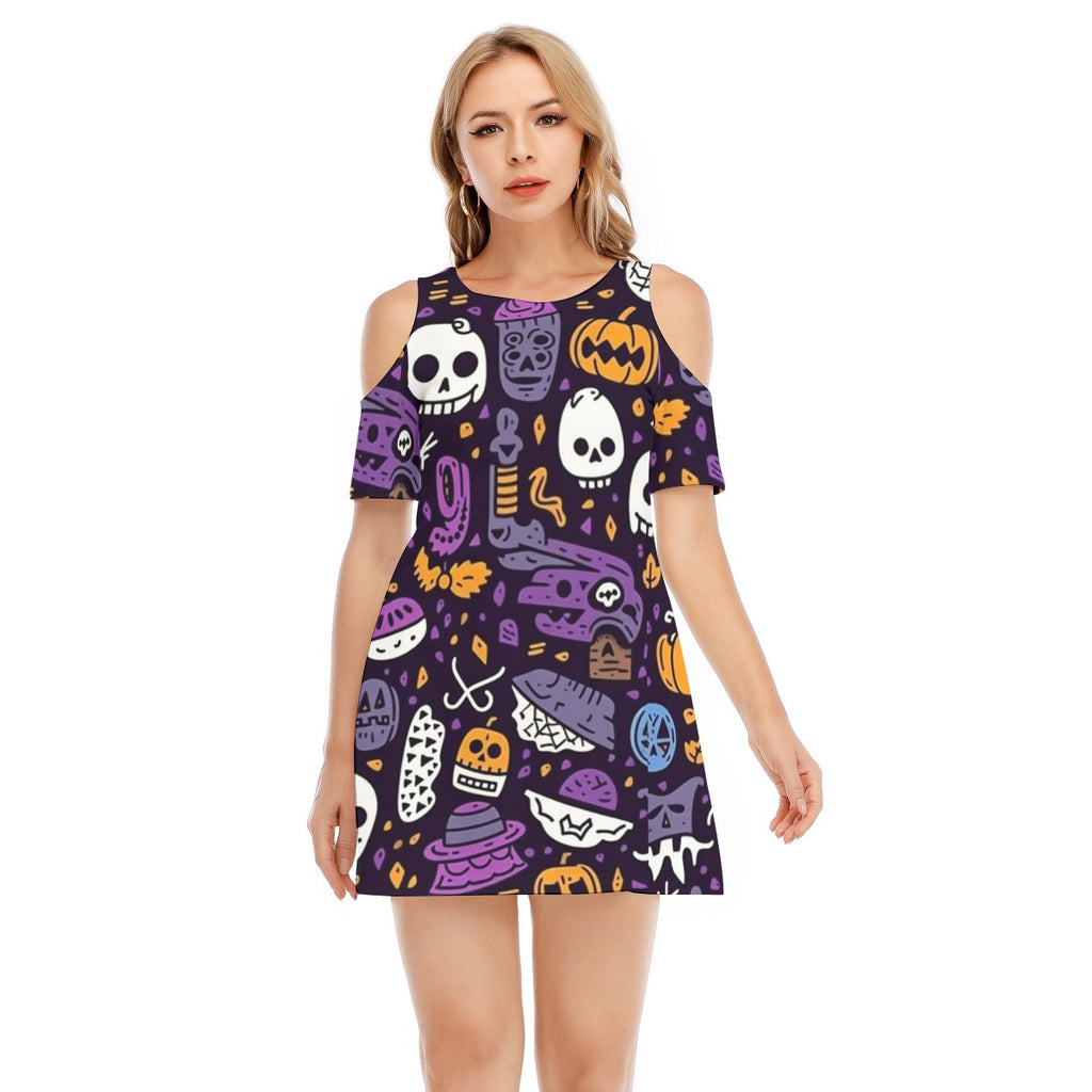 Spooky X - Women's Cold Shoulder Dress - 100% Cotton