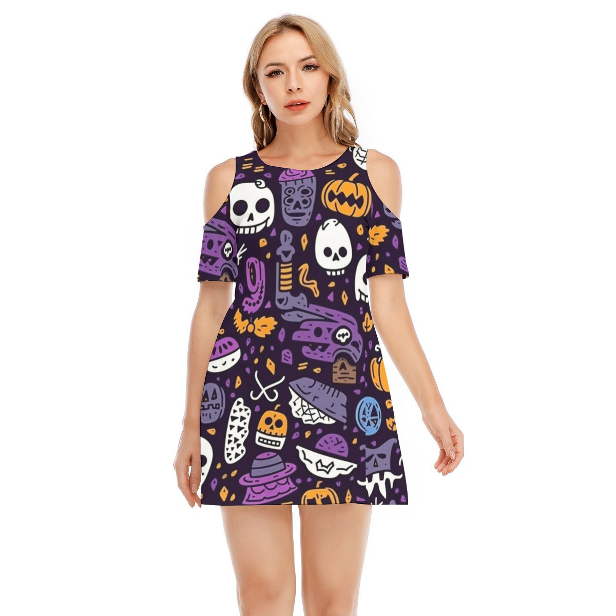 Spooky X - Women's Cold Shoulder Dress - 100% Cotton