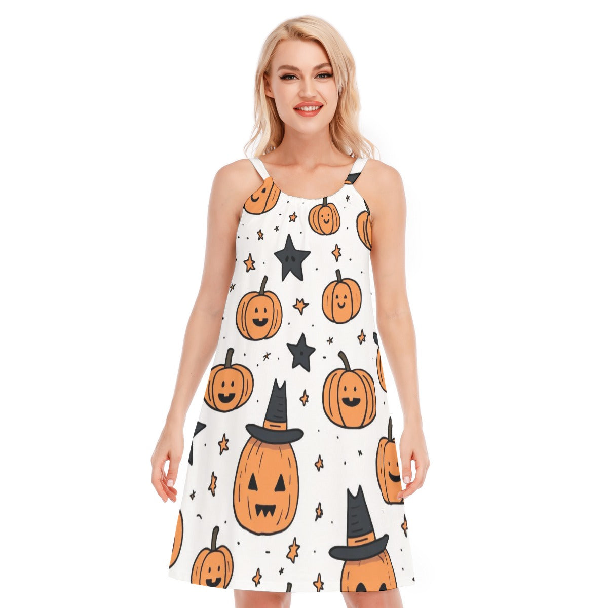 Pumpkin II - Women's O-neck Cami Dress - 100% Cotton