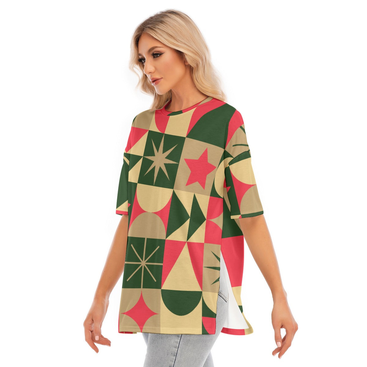 Puzzlemus -Women's Short Sleeves T-shirt With Hem Split