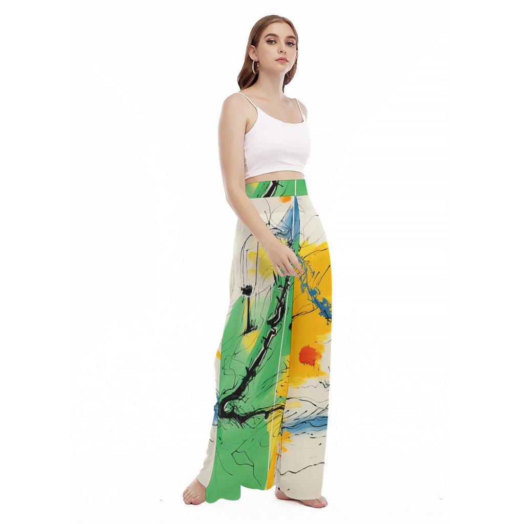 Inkit - Women's High Waist Wide Leg Trousers