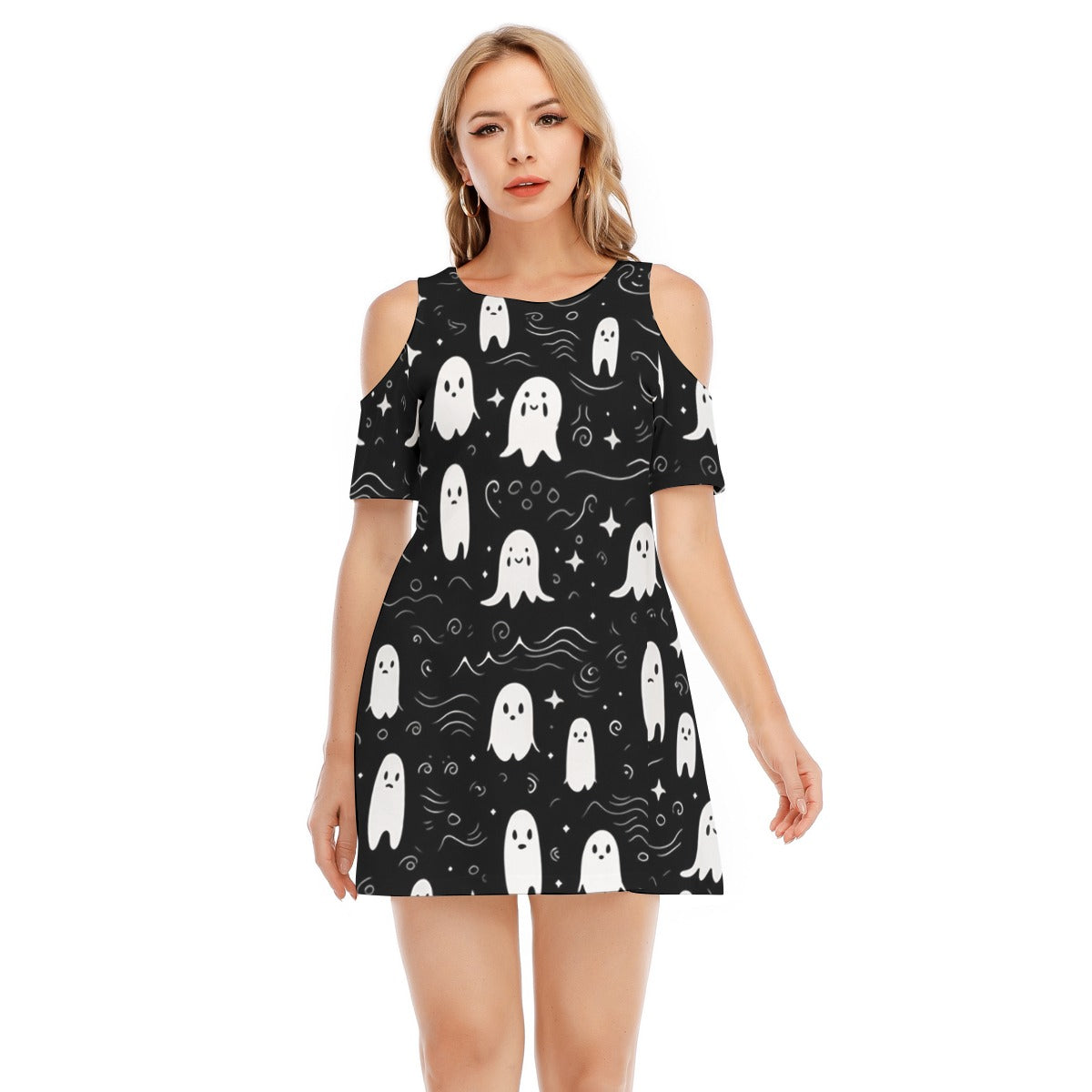 Ghost XIII - Women's Cold Shoulder Dress - 100% Cotton