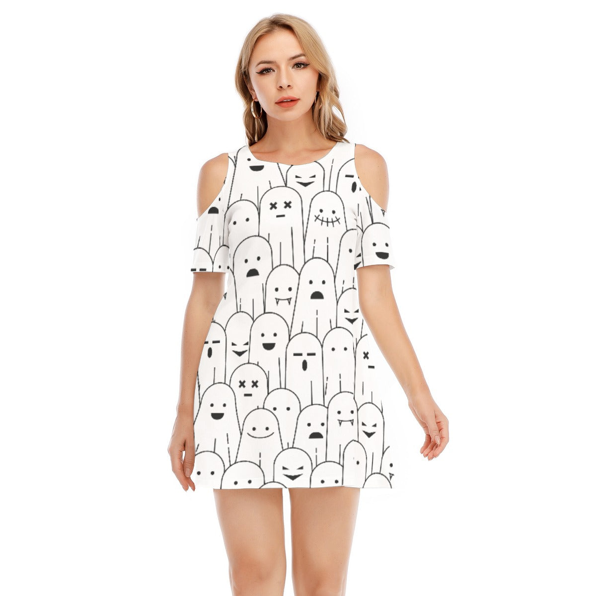 Ghost IV - Women's Cold Shoulder Dress - 100% Cotton