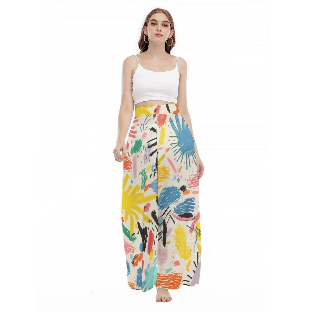 Berry Bonanza - Women's High Waist Wide Leg Trousers