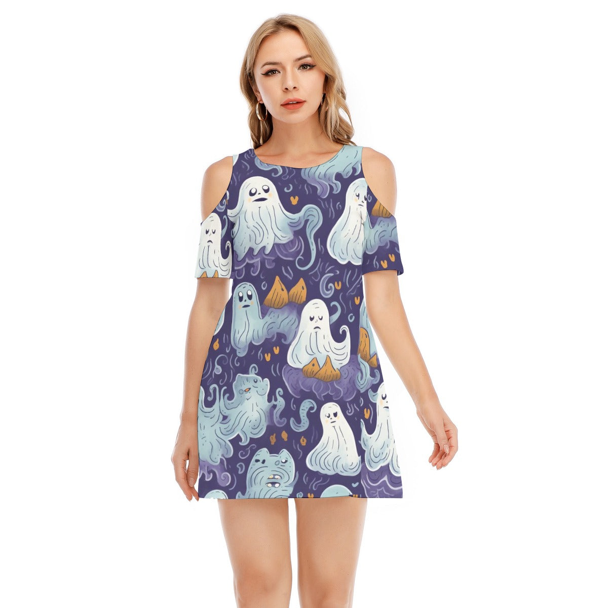 Ghost X - Women's Cold Shoulder Dress - 100% Cotton