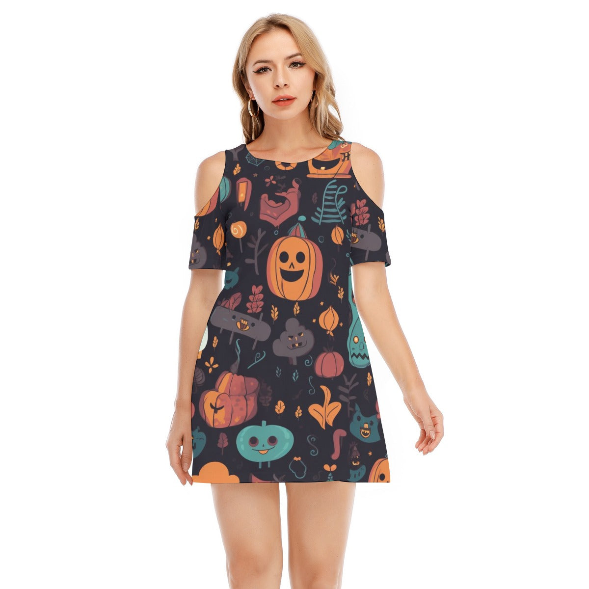 Spooky VIII - Women's Cold Shoulder Dress - 100% Cotton