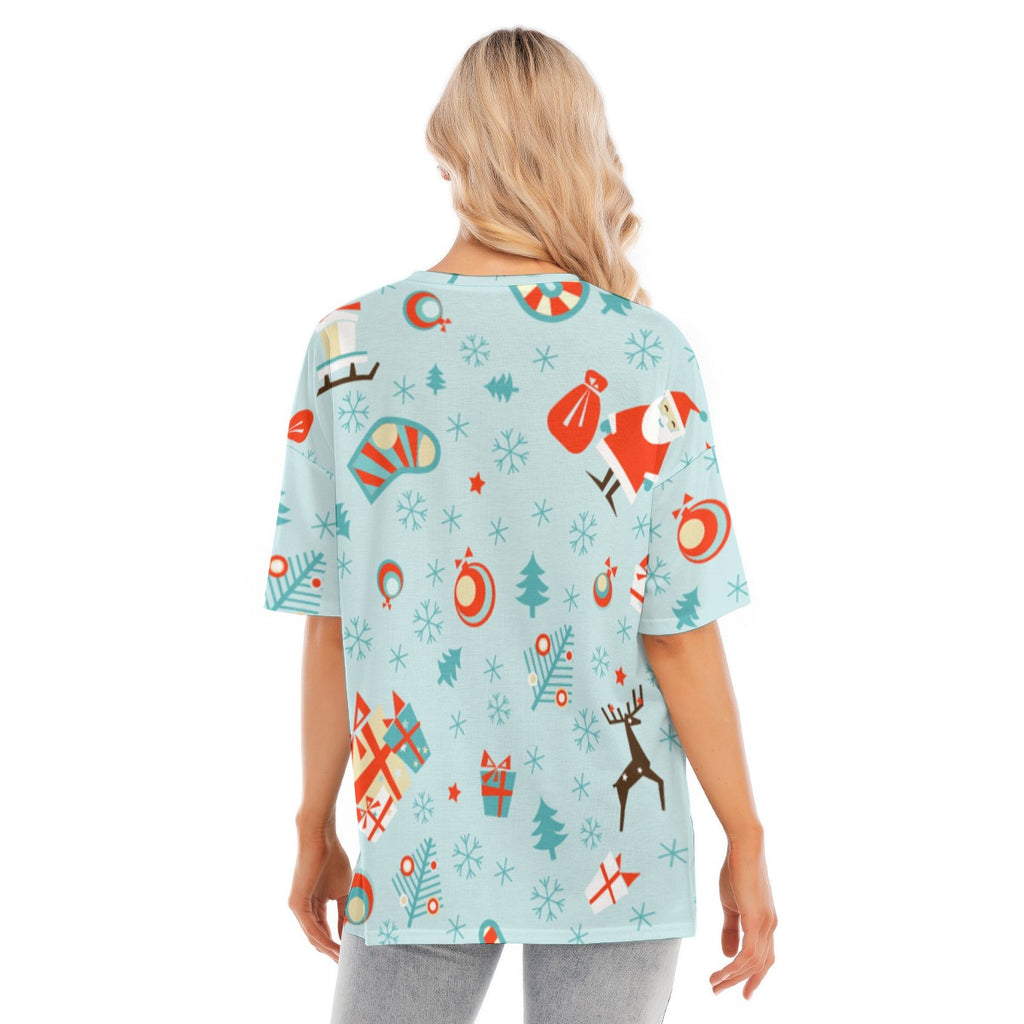 Santa Slide -  Women's Short Sleeves T-shirt With Hem Split