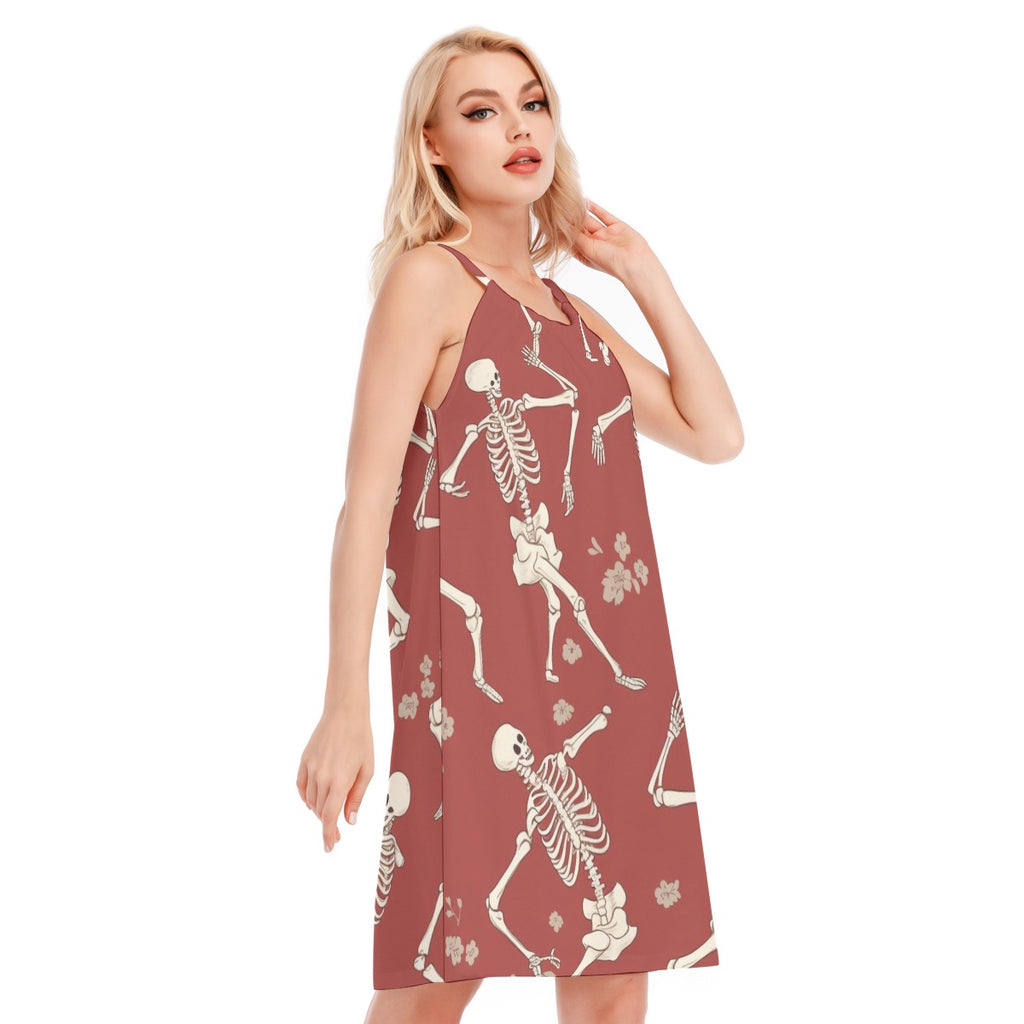 Skeleton VI -  Women's O-neck Cami Dress - 100% Cotton