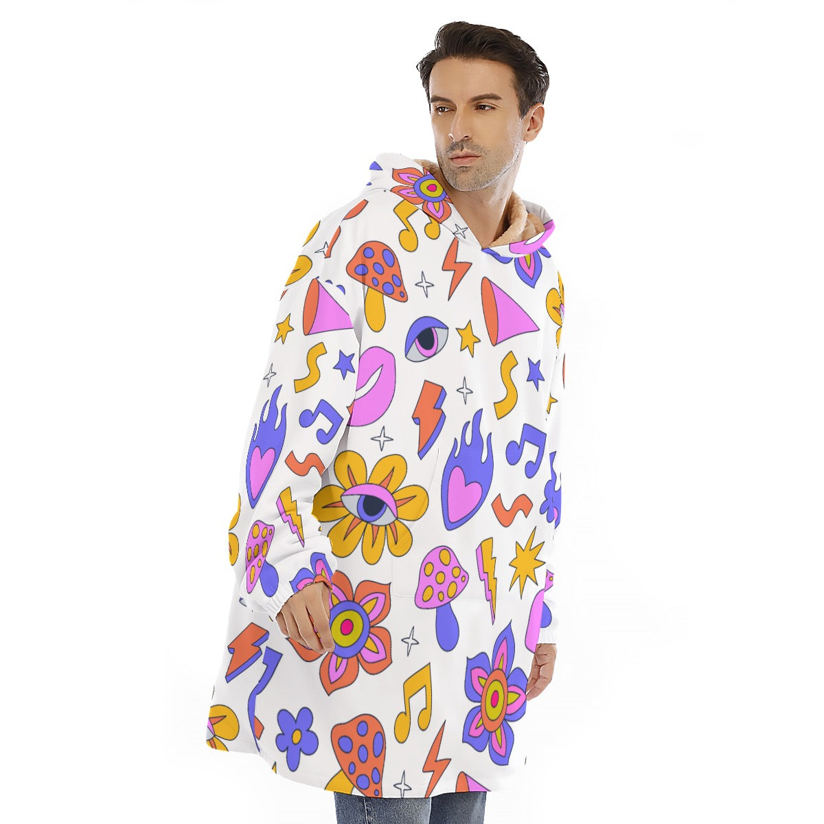 Shy-pop - Unisex Sherpa Fleece Hoodie Blanket