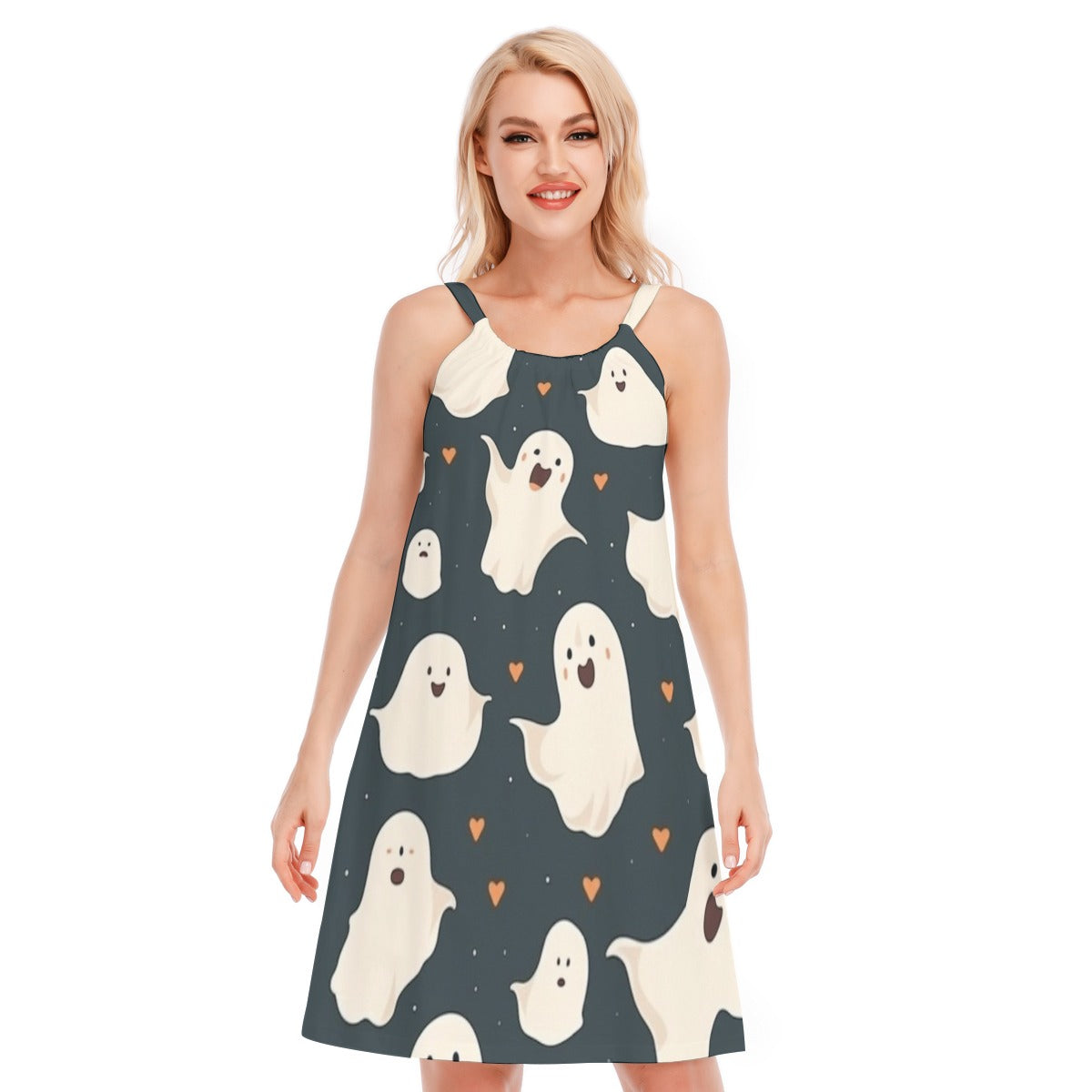 Ghost II - Women's O-neck Cami Dress-100% Cotton