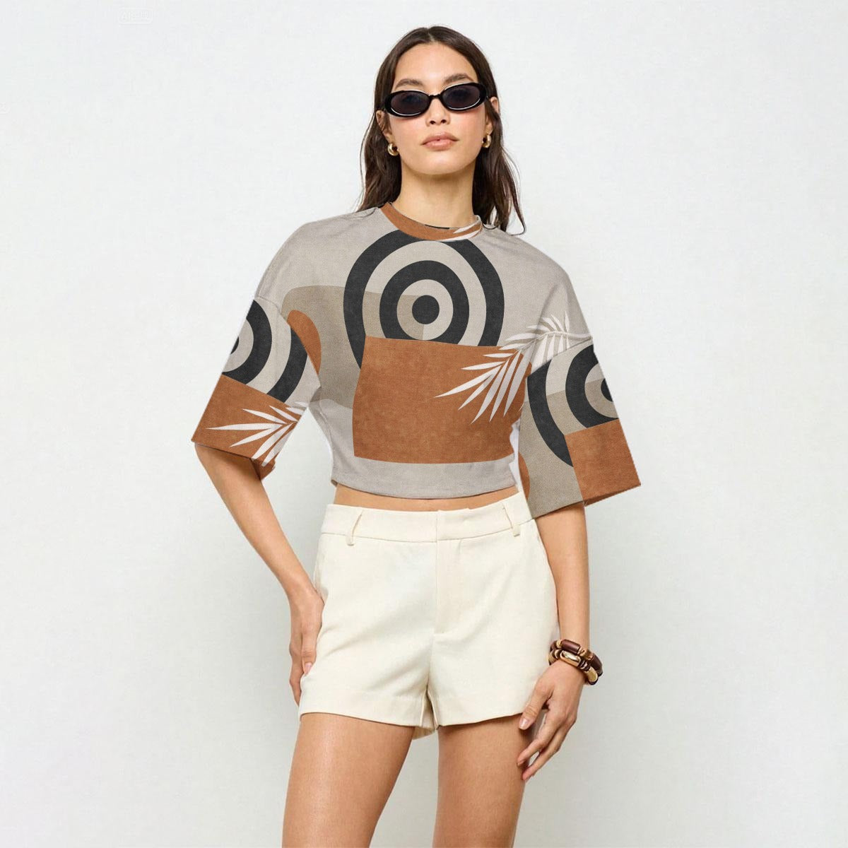 Palm Geometry - Women’s Casual Crop Top