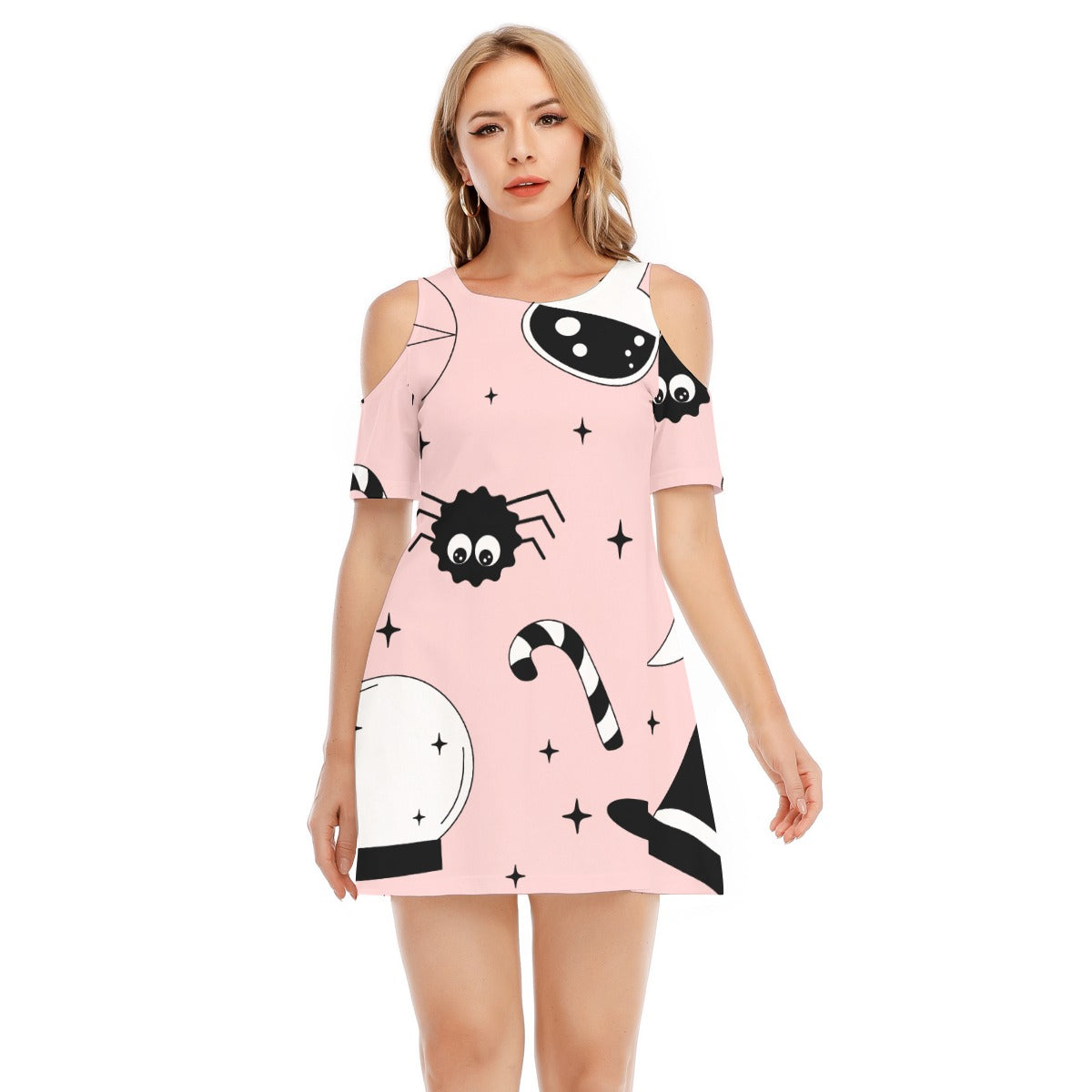 Spidey III - Women's Cold Shoulder Dress - 100% Cotton