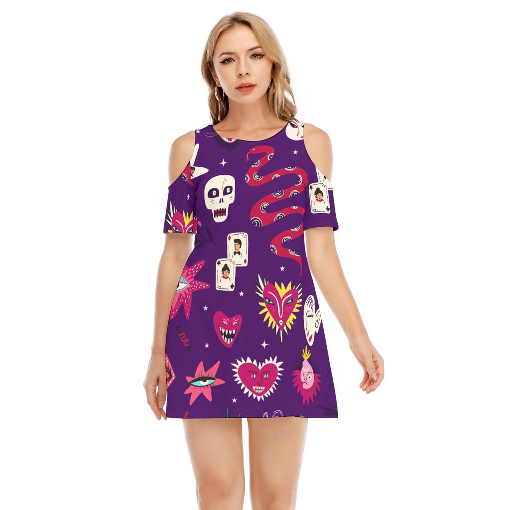 Spooky XI - Women's Cold Shoulder Dress - 100% Cotton