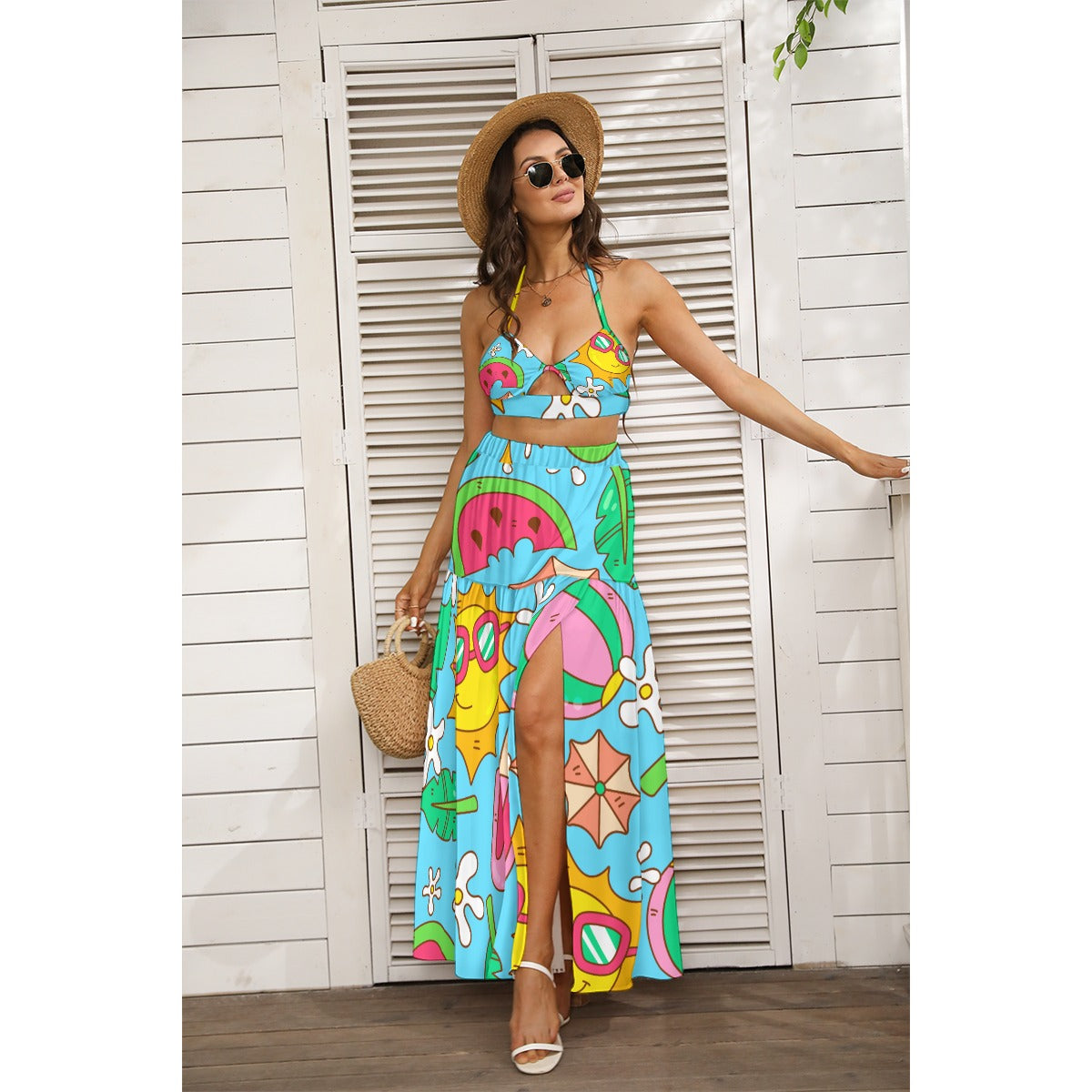 Watermelon-Lolly - Women's Tie Back Wrap Dress