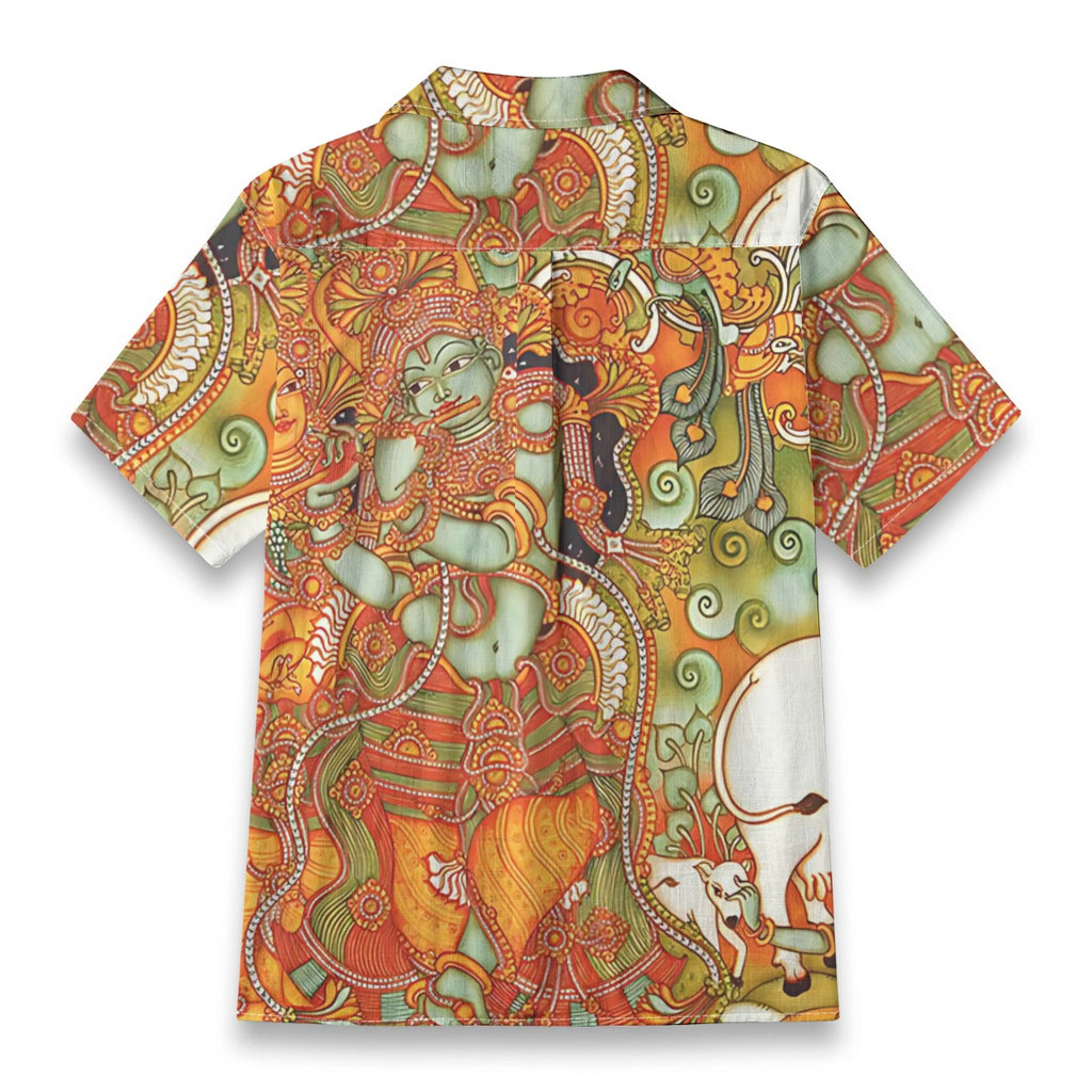 Krishna Leela - Kerala Mural Print Shirt - 100% Cotton