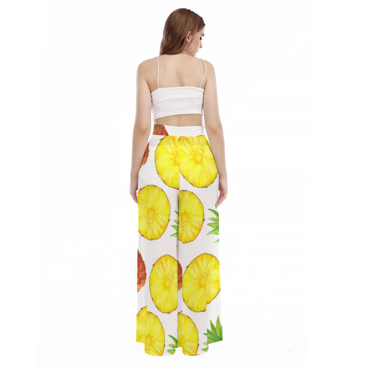 Pineapple Paradise - Women's High Waist Wide Leg Trousers