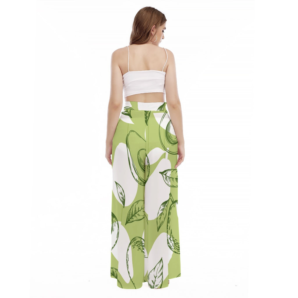 Avocado Blend - Women's High Waist Wide Leg Trousers