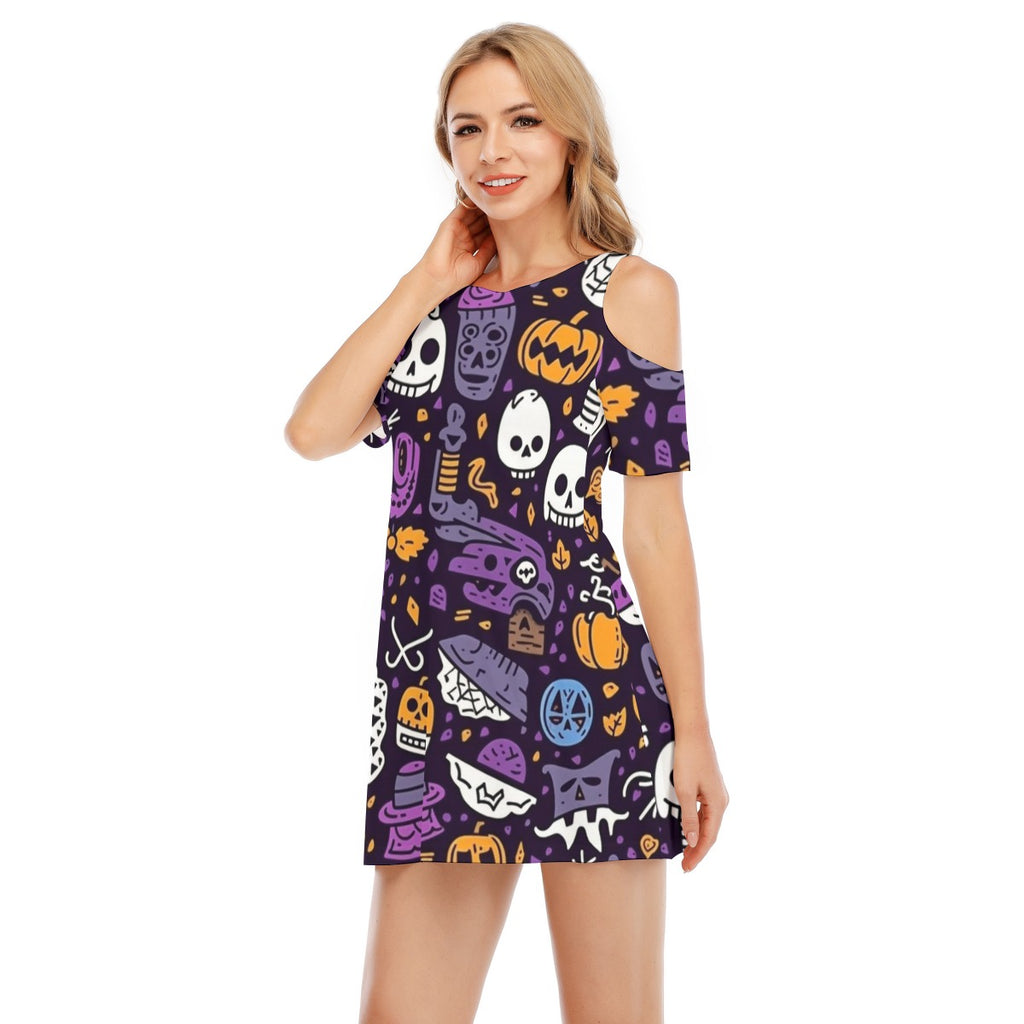 Spooky X - Women's Cold Shoulder Dress - 100% Cotton