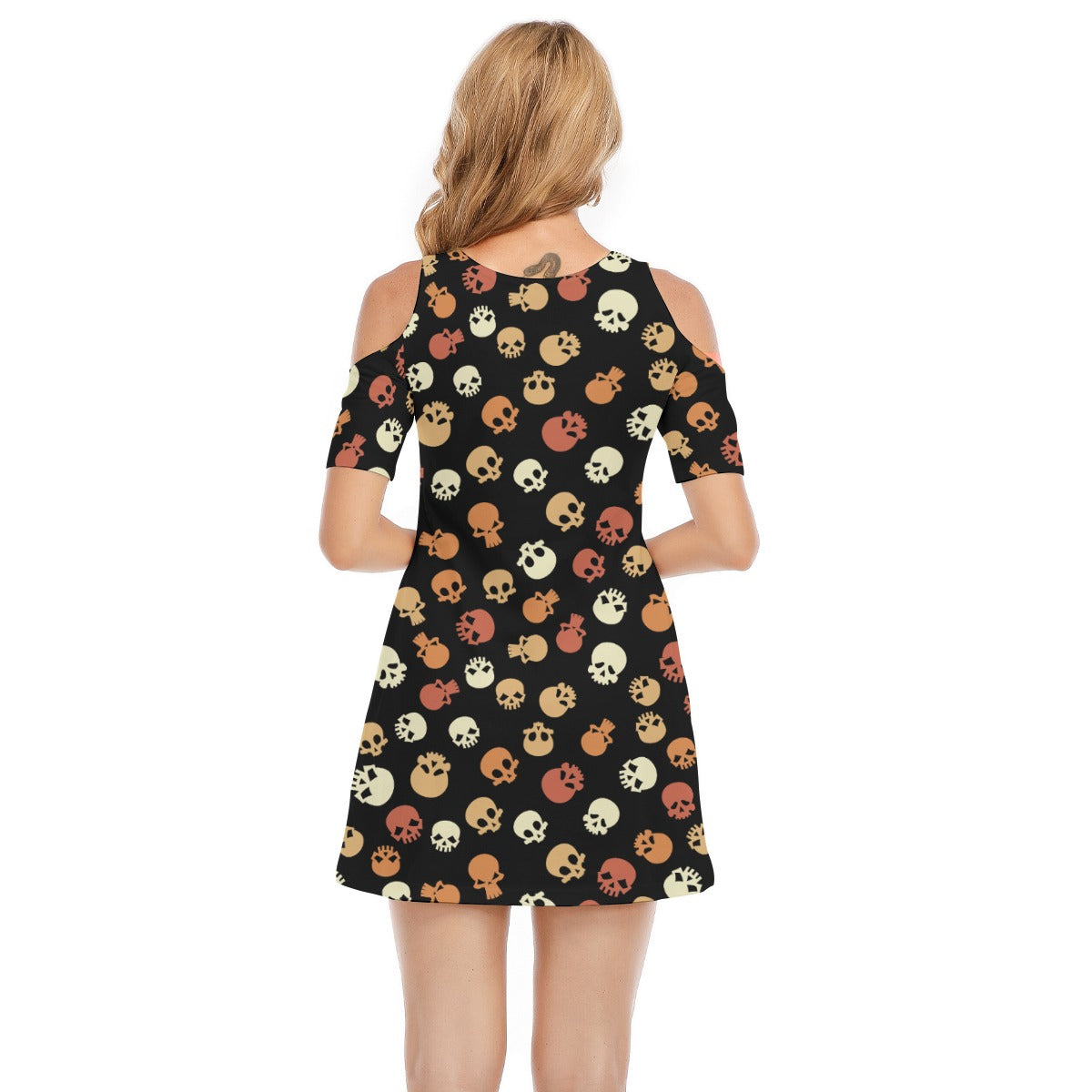Skull IV -  Women's Cold Shoulder Dress - 100% Cotton