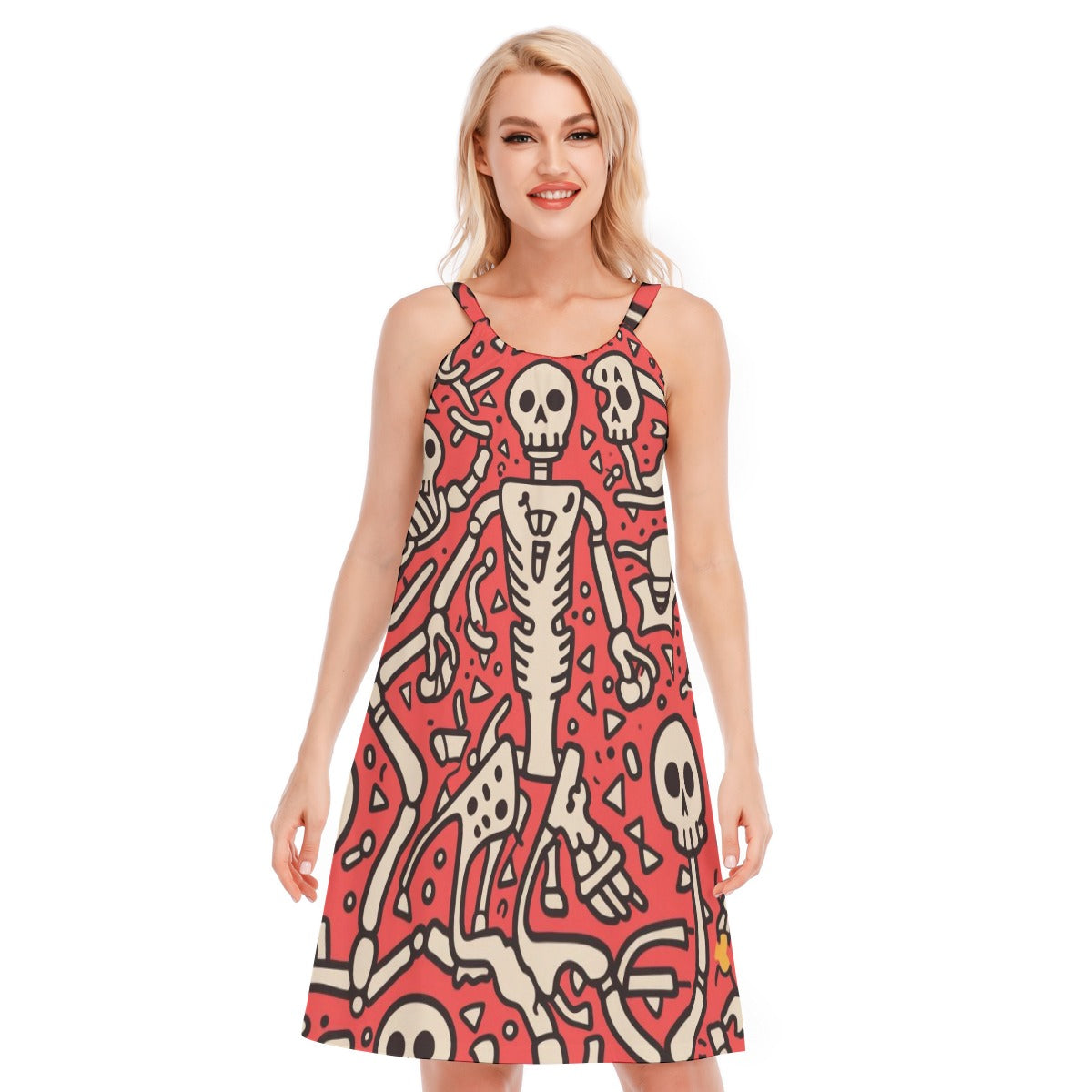 Skeleton I - Women's O-neck Cami Dress - 100% Cotton