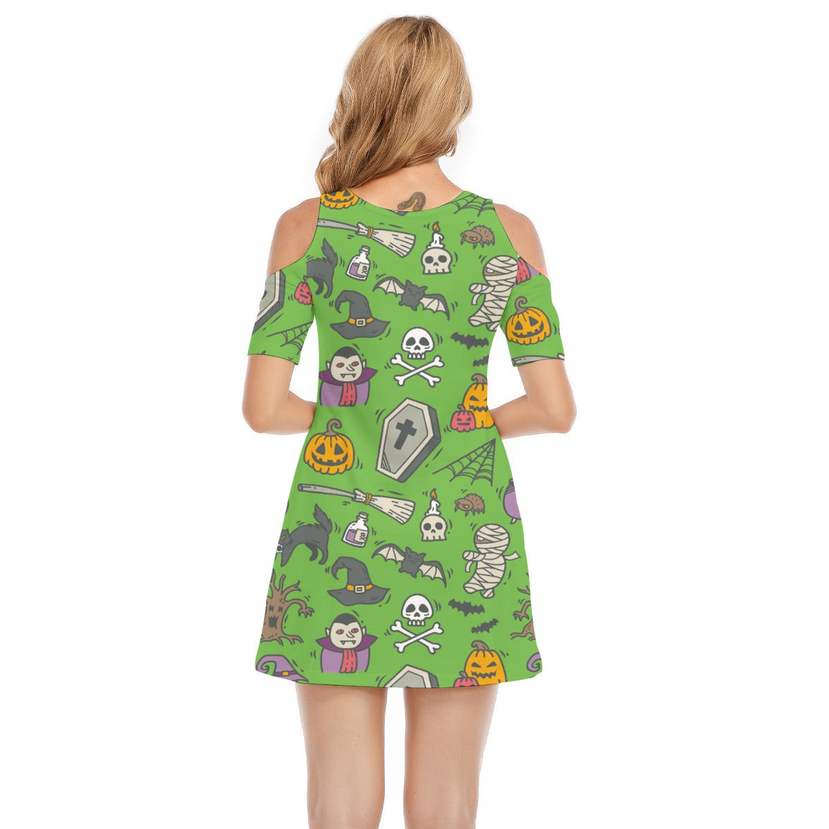 Spooky III - Women's Cold Shoulder Dress - 100% Cotton