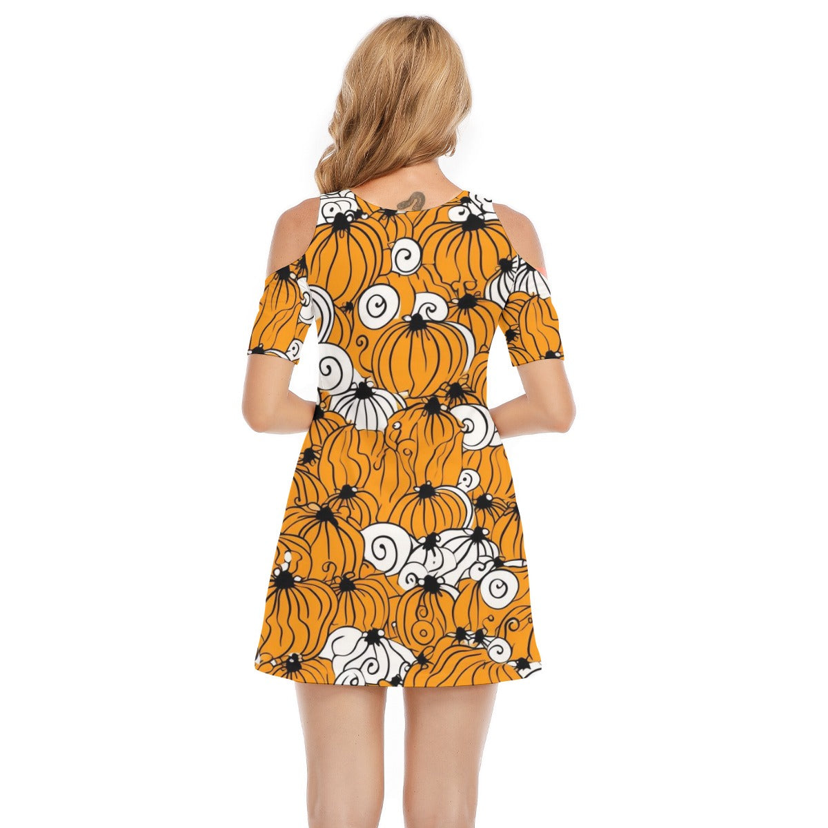 Pumpkin III - Women's Cold Shoulder Dress - 100% Cotton