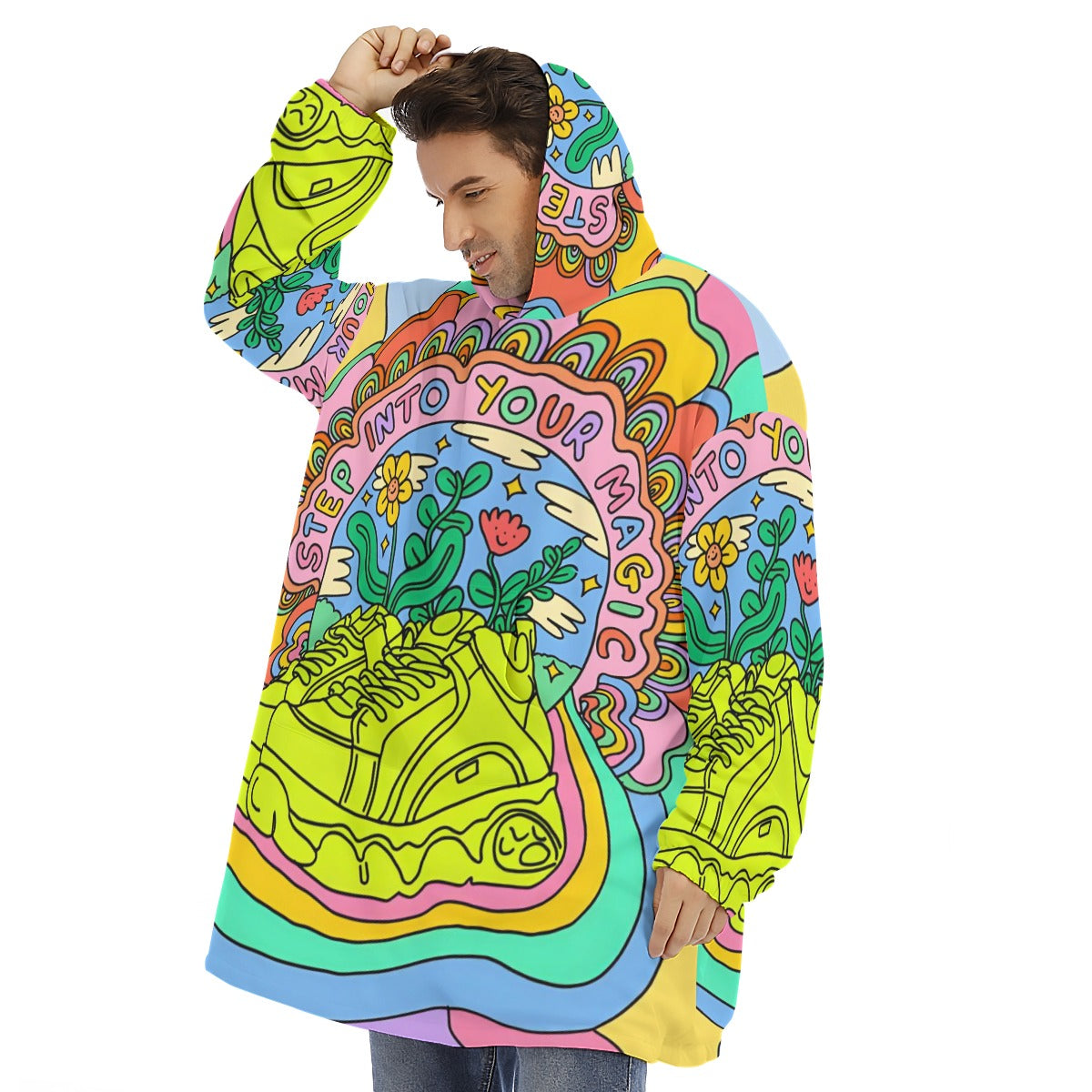 Step Into Your Magic - Unisex Sherpa Fleece Hoodie Blanket