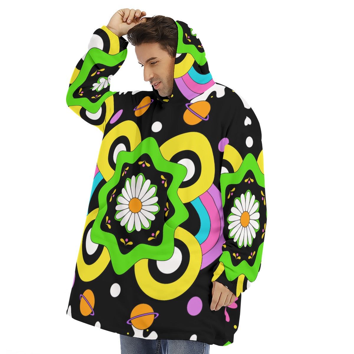 Floradelic - Unisex Sherpa Fleece Hoodie Blanket