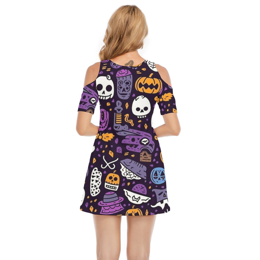 Spooky X - Women's Cold Shoulder Dress - 100% Cotton