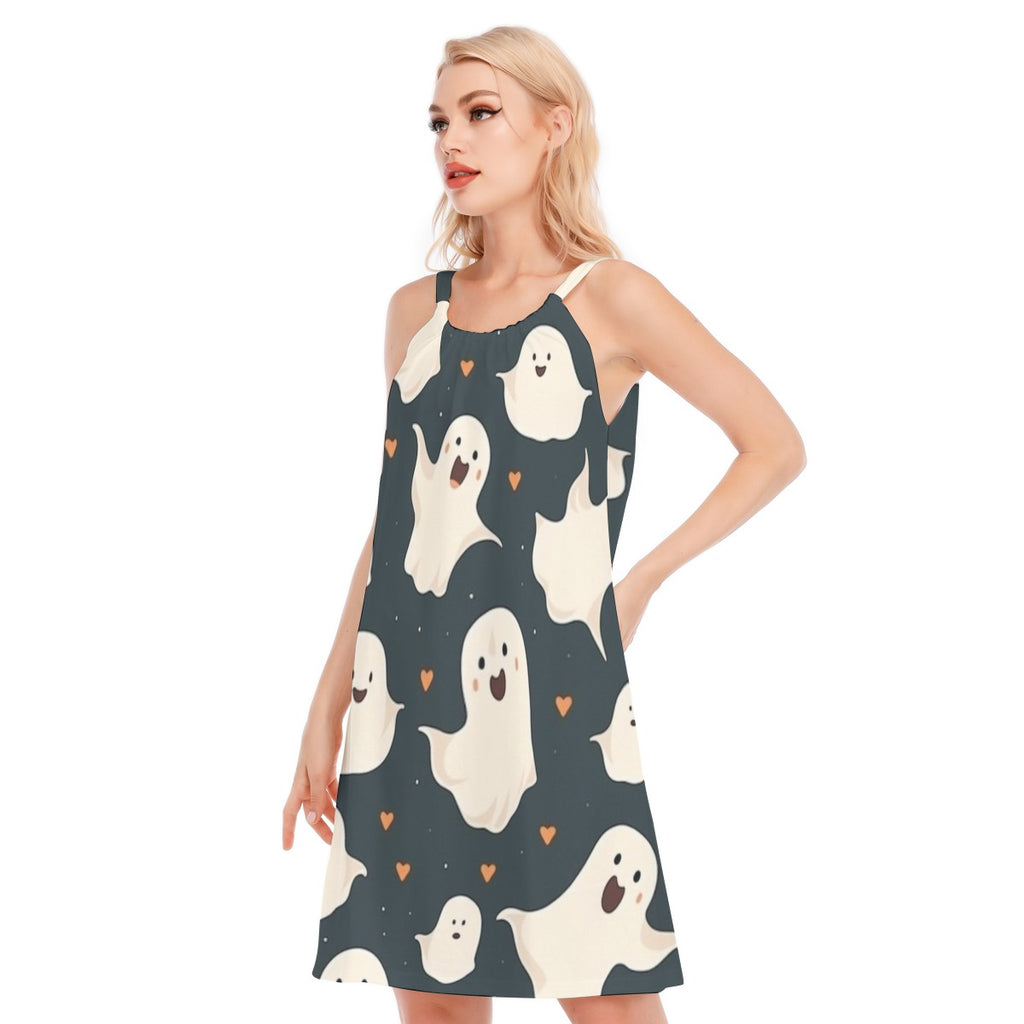 Ghost II - Women's O-neck Cami Dress-100% Cotton