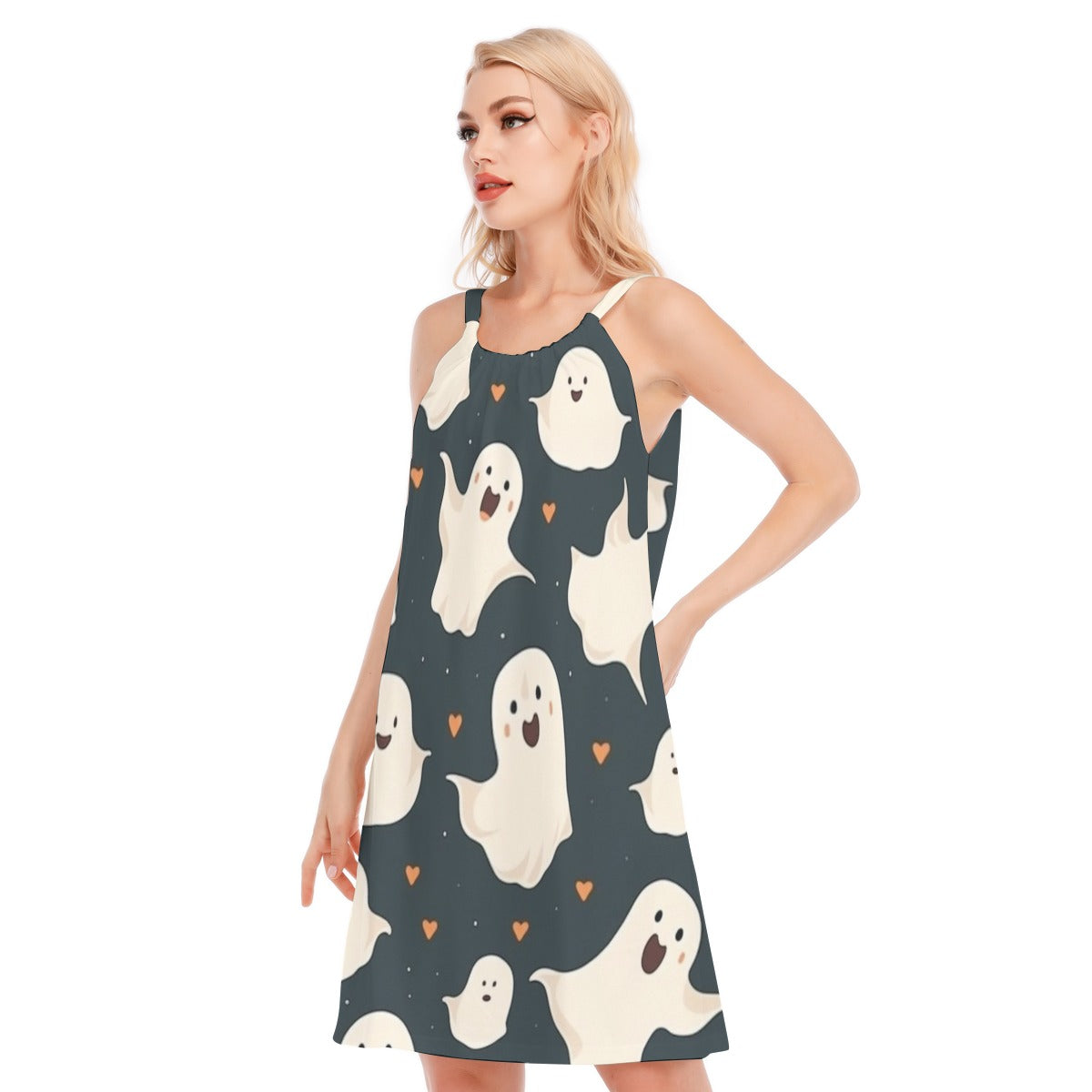 Ghost II - Women's O-neck Cami Dress-100% Cotton